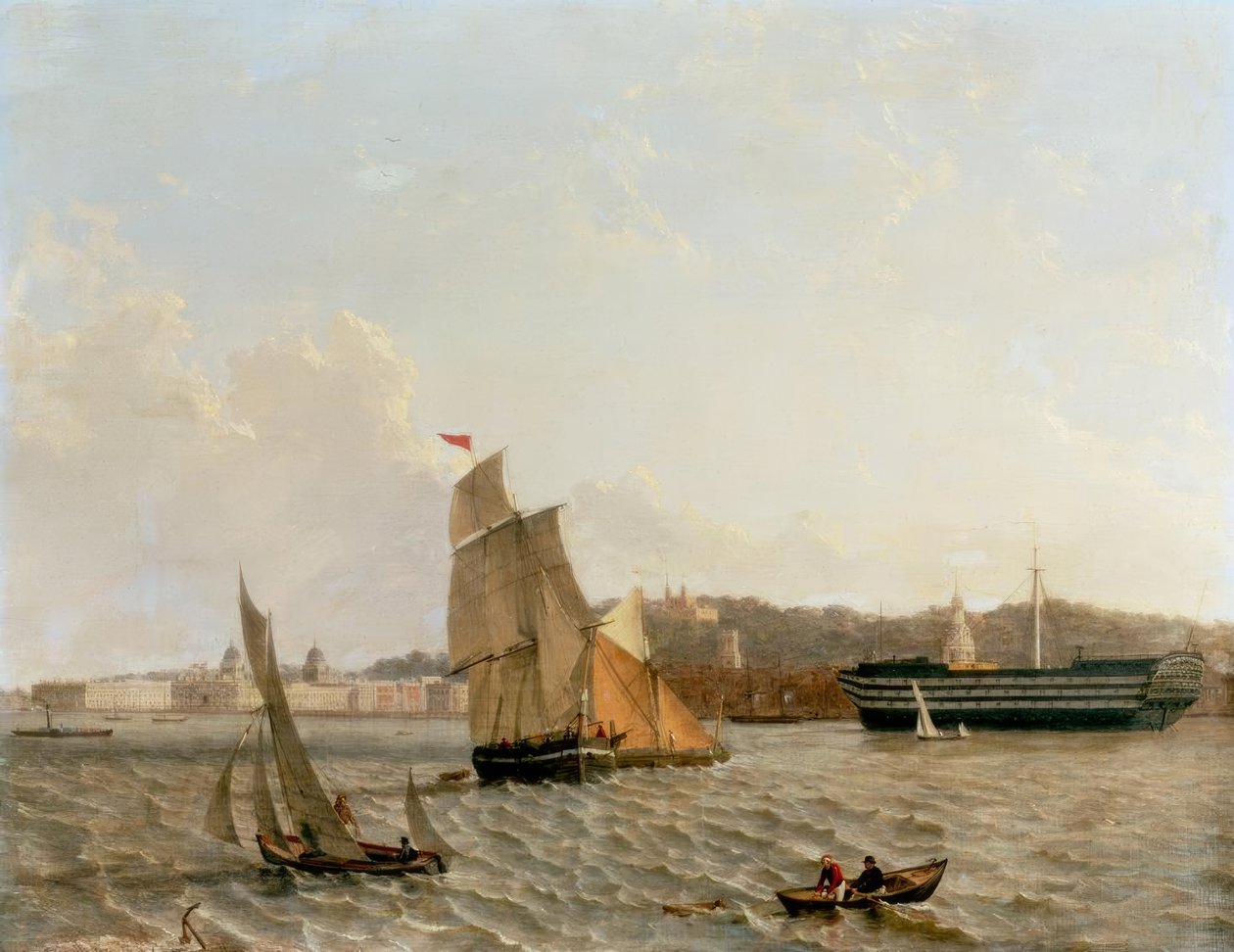 Vista sul Tamigi verso Greenwich con l