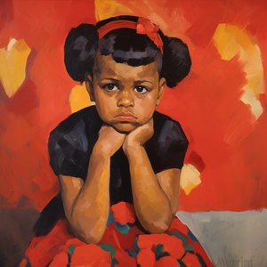 Bambina afroamericana seduta
