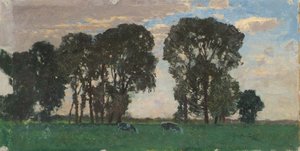 Langenpreising, pascolo con grandi alberi