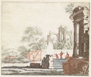 Paesaggio con due rovine romane