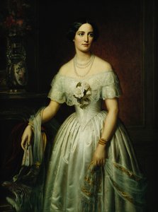 Ritratto di una signora in piedi a tre quarti di lunghezza che indossa un vestito bianco, 1851 e 1876
