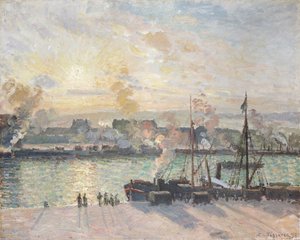 Tramonto, il porto di Rouen, Barche a vapore