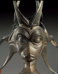 Arte celtica: elemento decorativo di una brocca di bronzo a forma di testa di creatura fantastica. III secolo a.C. Da Brno Malomerice (Moravia). Brno, Museo Moravo