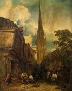 Bayley Lane, con Drapers Hall e Chiesa di San Michele, Coventry, 1851