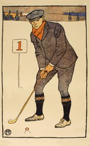 Gennaio, dettaglio dal calendario di golf del 1931, pub. 1931