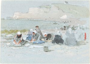 Lavandaie sulla spiaggia di Etretat