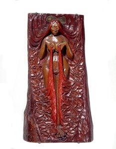 Iside Bassorilievo in mogano policromo di Georges Lacombe (1868-1916) 1895