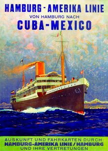 Cuba - Messico, poster pubblicitario della Hamburg American Line, 1899