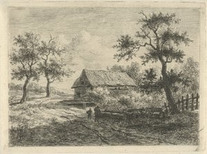 Paesaggio con due figure in cammino