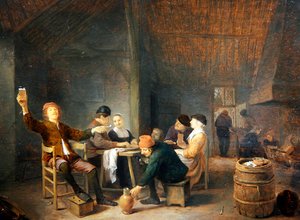 Contadini che si divertono in una taverna