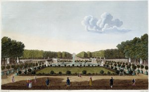 Le Jardin du Luxembourg visto dalla terrazza del Palais. Incisione di Courvoisier