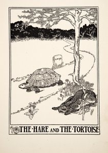 La Lepre e la Tartaruga, da Cento Favole di Esopo, pub.1903 da Percy J. Billingshurst