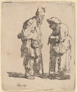 Mendicante e mendicante donna conversano