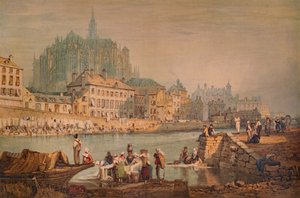 Città cattedrale su un fiume, c1825