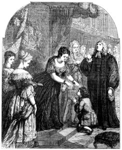 La regina Anna 1665-1714 che tocca il giovane Samuel Johnson per il male