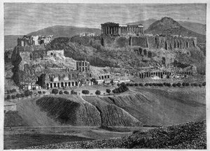 Acropoli di Atene 1881 - incisione