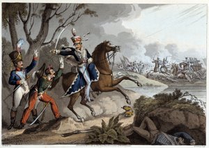 Due ufficiali francesi fatti prigionieri alla Battaglia di Albuera - in "Historical, Military and Naval Anecdotes..." di Edward Orne