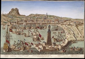 Veduta di Barcellona e del suo porto - veduta ottica