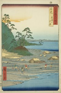 Provincia di Iwami: Spiagge salate vicino alla collina di Takatsu (Iwami, Takatsuyama shiohama), dalla serie "Luoghi famosi nelle sessanta e più province (Rokujuyoshu meisho zue)"