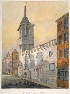 Vista sud-est della Chiesa di Santa Margherita Lothbury, Città di Londra, 1815