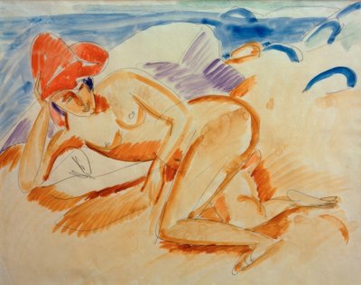 Nudo con cappello rosso da Ernst Ludwig Kirchner