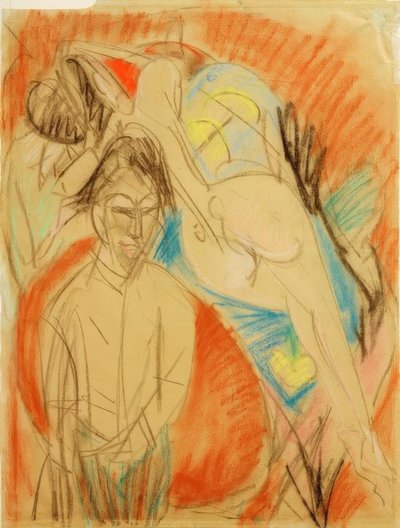Pittore e donna nuda (Autoritratto con modella) da Ernst Ludwig Kirchner
